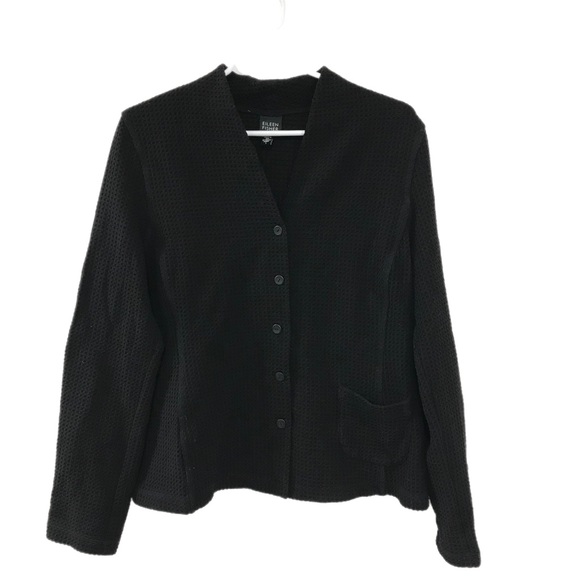 Eileen Fisher Sweaters - Eileen Fisher Black Waffle Knit Blazer Cardigan